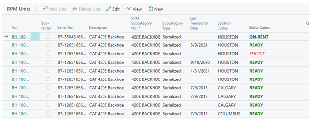 RPM Units - Status Codes - RPM Screenshot
